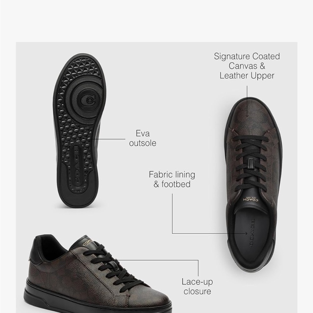 Coach Women's Signature Canvas Black and Brown Sneakers - Picture 8 of 8